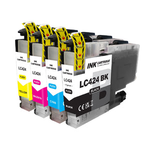 Pack de cartouches d'encre compatibles Brother LC-424 (noir + 3 couleurs)