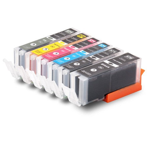 Cartouches multipack marque propre Canon PGI-570 + CLI-571 (2 x noir + 3 couleurs) + gris