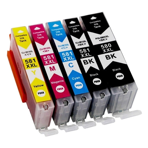 Cartouches multipack marque propre Canon PGI-580 + CLI-581 (2 x noir + 3 couleurs)