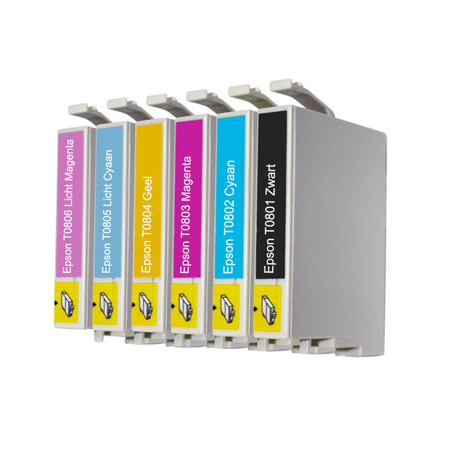 Pack multiple compatible Epson T0807 (noir + 5 couleurs)