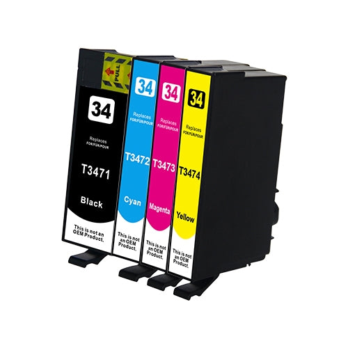 Pack multipack de cartouches d'encre compatibles Epson 34XL (T3476) (noir + 3 couleurs)